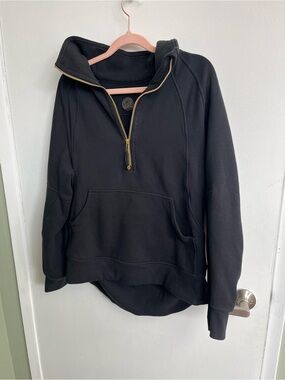 lululemon athletica Black Half-Zip Cowl Neck Pullover with Gold Zipper